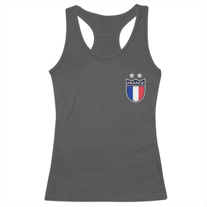Vintage France Football Crest Two Stars French Flag Racerback Tank Top