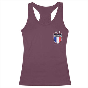 Vintage France Football Crest Two Stars French Flag Racerback Tank Top