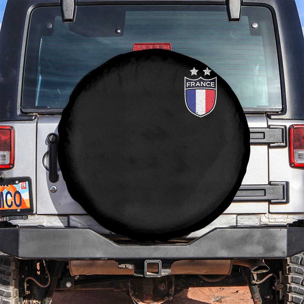 Vintage France Football Crest Two Stars French Flag Spare Tire Cover