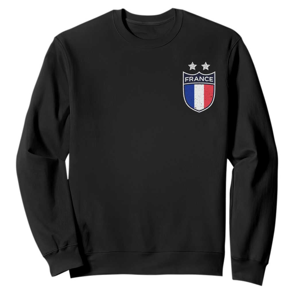 Vintage France Football Crest Two Stars French Flag Sweatshirt