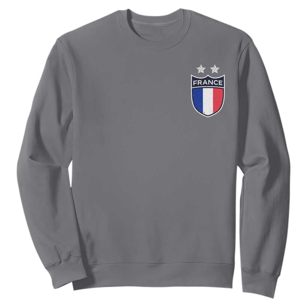 Vintage France Football Crest Two Stars French Flag Sweatshirt