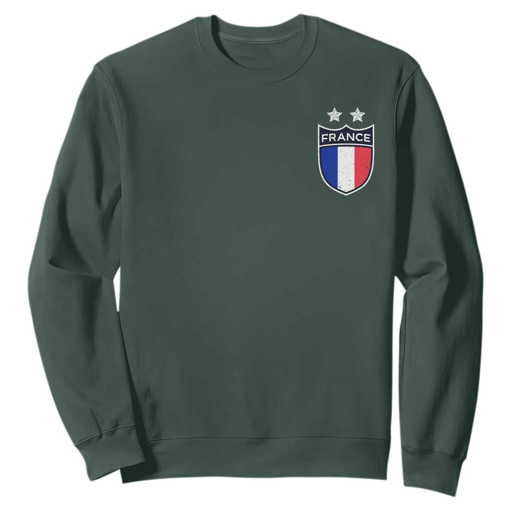 Vintage France Football Crest Two Stars French Flag Sweatshirt