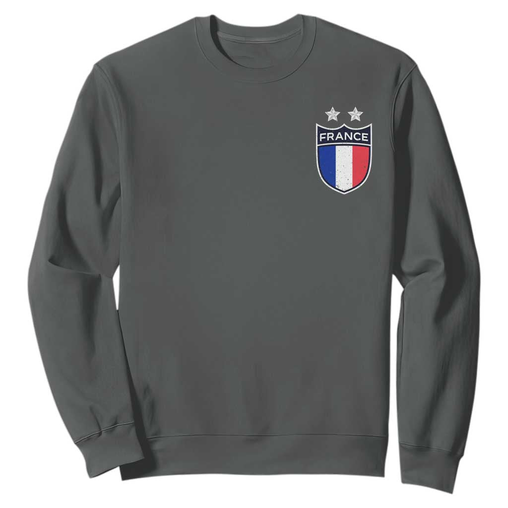 Vintage France Football Crest Two Stars French Flag Sweatshirt