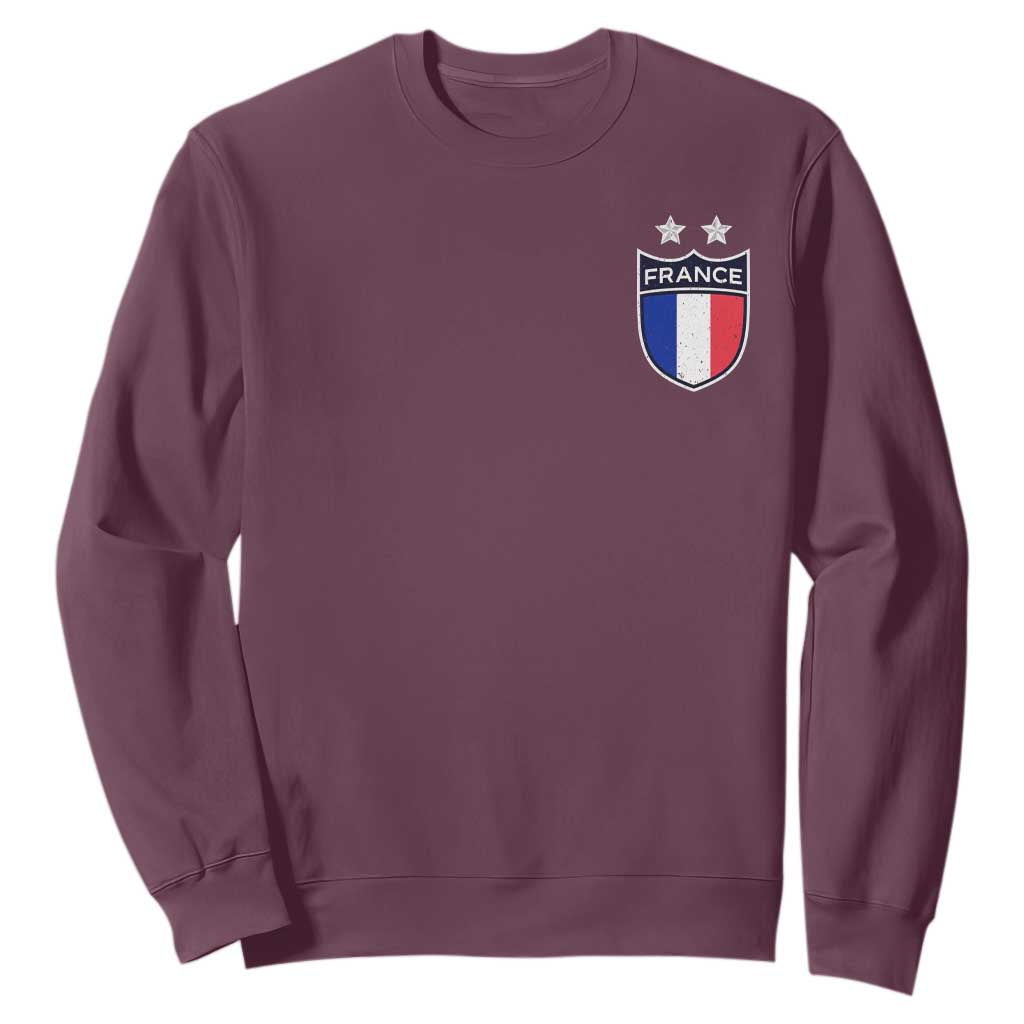 Vintage France Football Crest Two Stars French Flag Sweatshirt