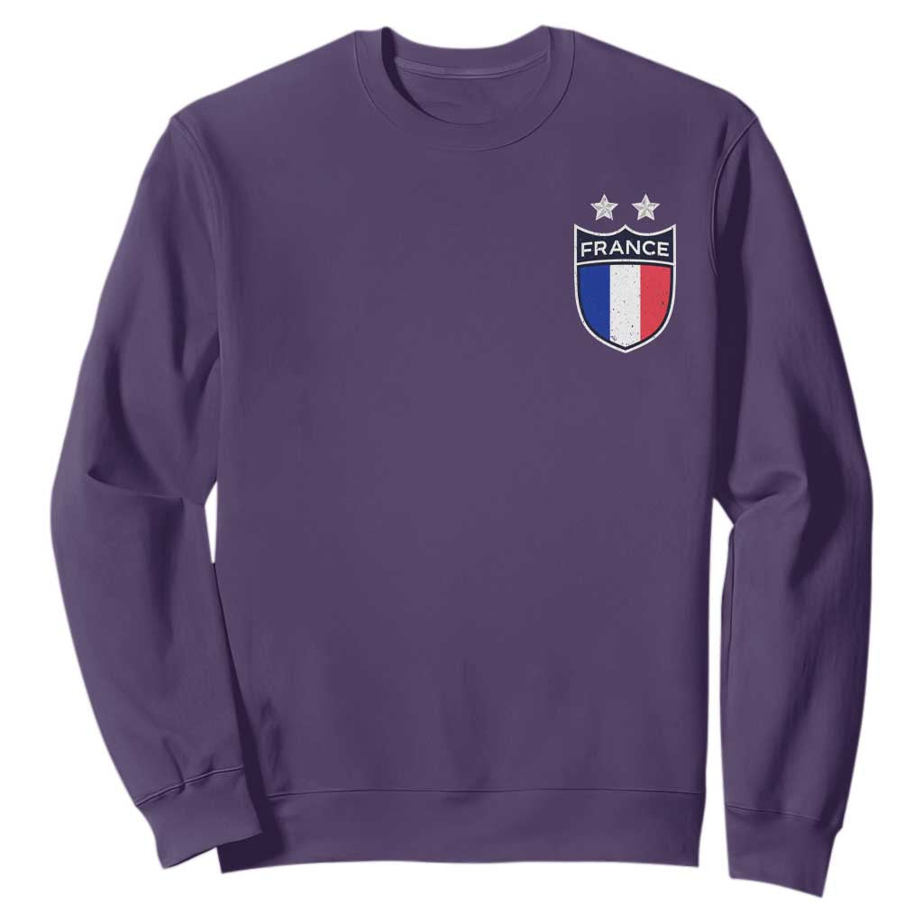 Vintage France Football Crest Two Stars French Flag Sweatshirt