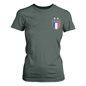 Vintage France Football Crest Two Stars French Flag T Shirt For Women