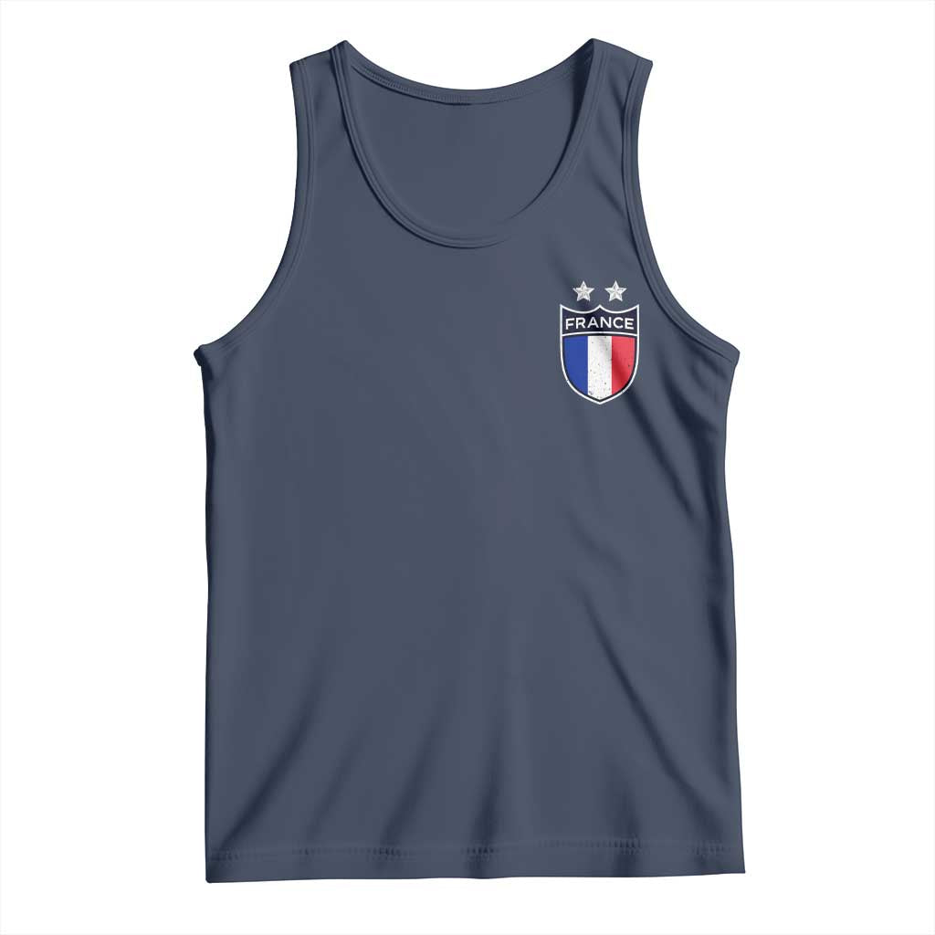 Vintage France Football Crest Two Stars French Flag Tank Top