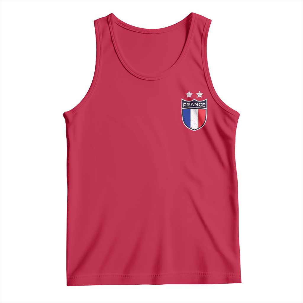 Vintage France Football Crest Two Stars French Flag Tank Top
