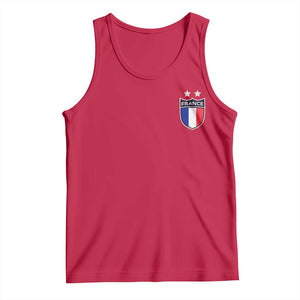 Vintage France Football Crest Two Stars French Flag Tank Top