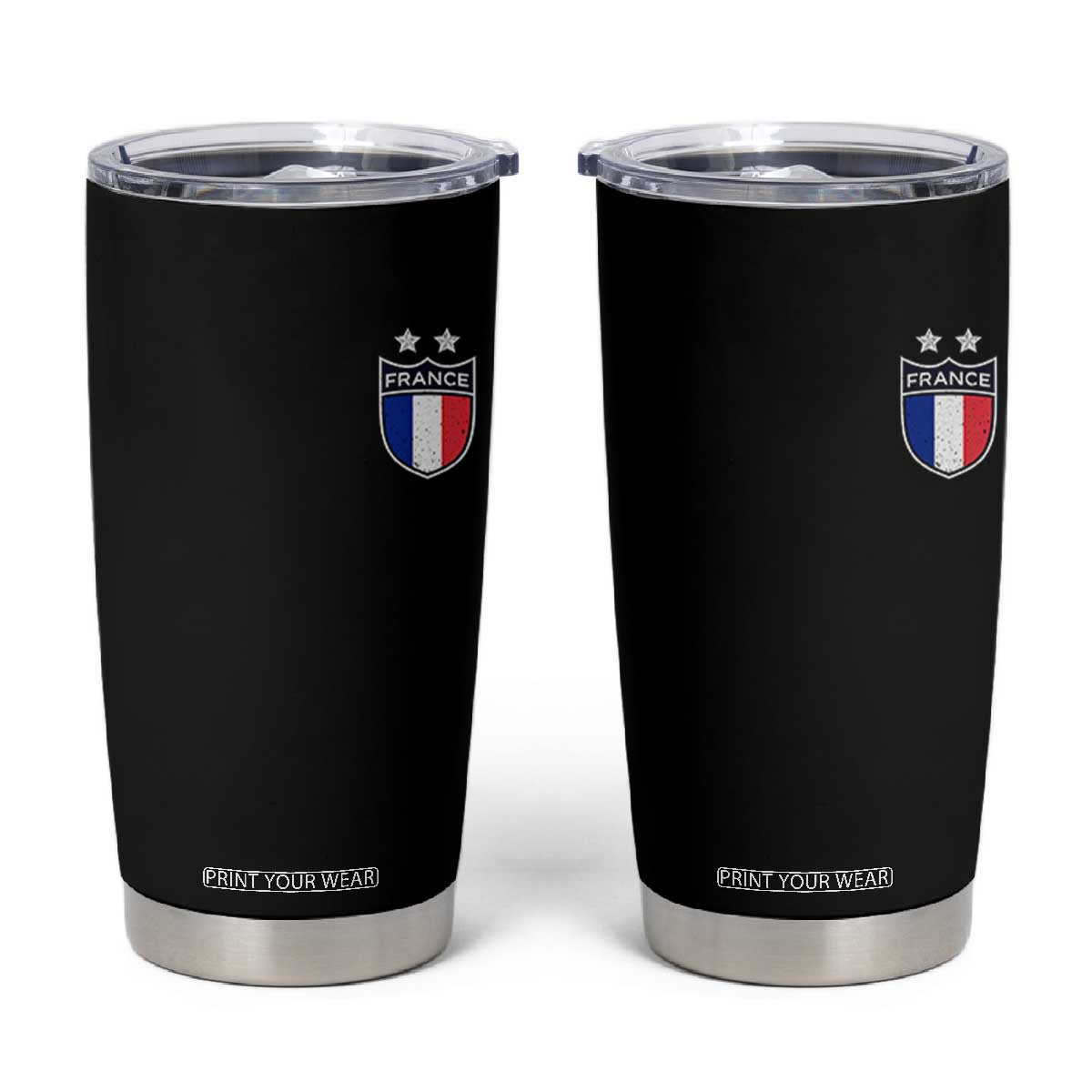 Vintage France Football Crest Two Stars French Flag Tumbler Cup