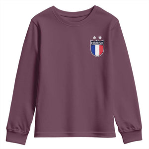 Vintage France Football Crest Two Stars French Flag Youth Sweatshirt