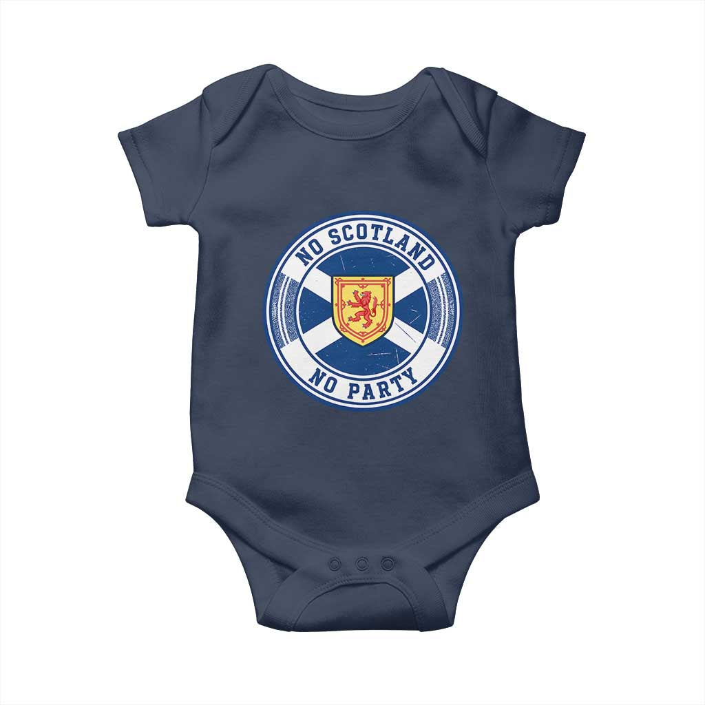 No Scotland No Party Baby Onesie Scottish Lion Rampant Crest Vintage Saltire Flag