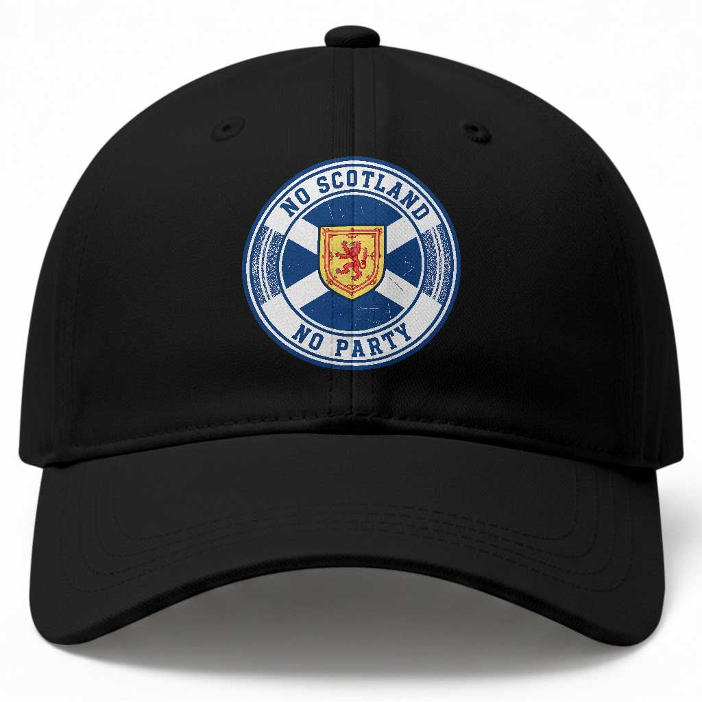 No Scotland No Party Baseball Cap Scottish Lion Rampant Crest Vintage Saltire Flag TS11 Print Your Wear