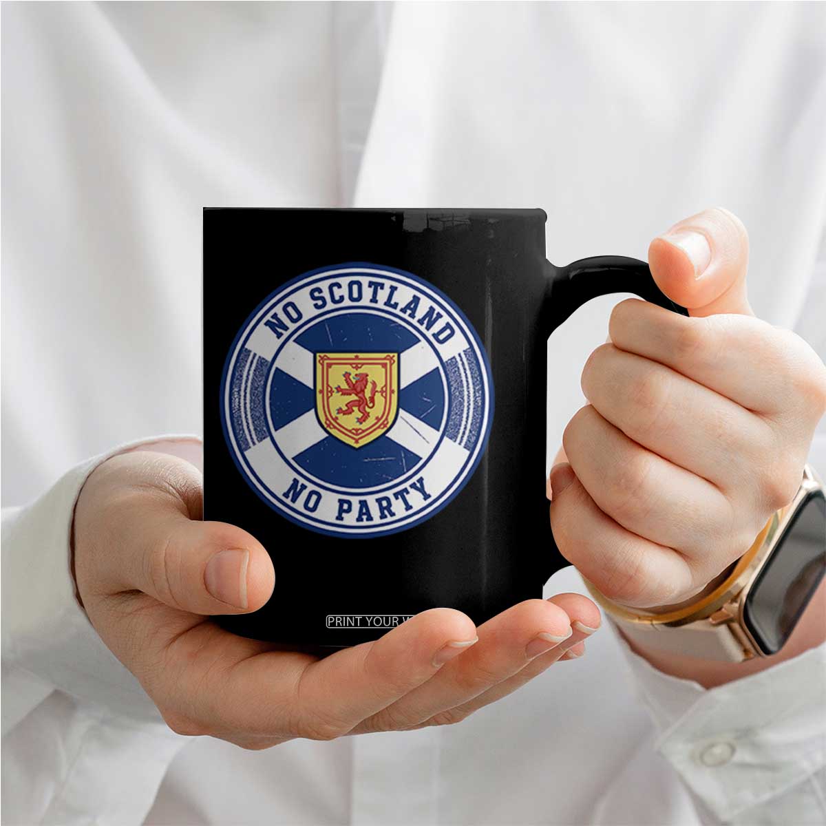 No Scotland No Party Coffee Mug Scottish Lion Rampant Crest Vintage Saltire Flag TS11 Print Your Wear