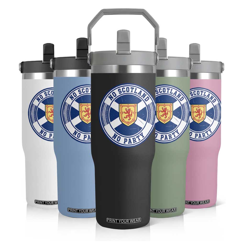 No Scotland No Party Flip Straw Tumbler Scottish Lion Rampant Crest Vintage Saltire Flag TS11 Print Your Wear
