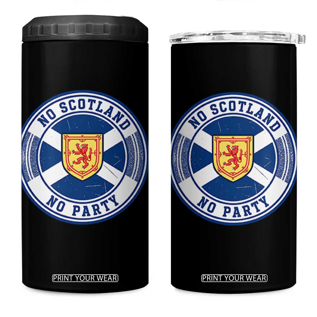 No Scotland No Party 4 in 1 Can Cooler Tumbler Scottish Lion Rampant Crest Vintage Saltire Flag TS11 One Size: 16 oz Black Print Your Wear