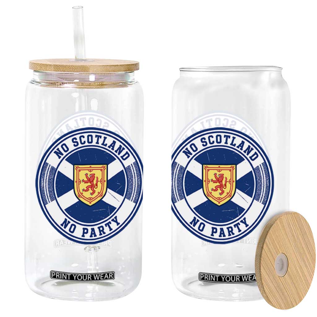 No Scotland No Party Glass Can Scottish Lion Rampant Crest Vintage Saltire Flag TS11 Print Your Wear