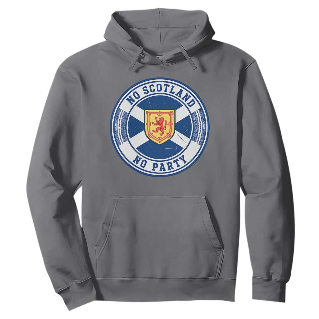 No Scotland No Party Hoodie Scottish Lion Rampant Crest Vintage Saltire Flag