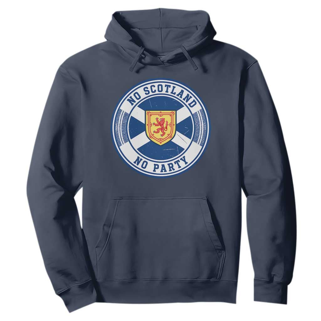 No Scotland No Party Hoodie Scottish Lion Rampant Crest Vintage Saltire Flag