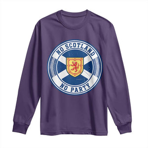 No Scotland No Party Long Sleeve Shirt Scottish Lion Rampant Crest Vintage Saltire Flag