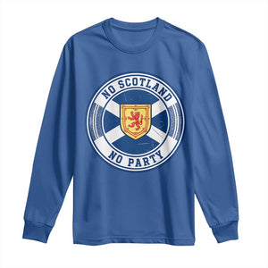 No Scotland No Party Long Sleeve Shirt Scottish Lion Rampant Crest Vintage Saltire Flag