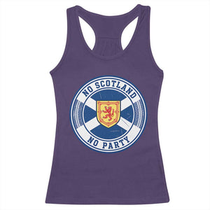 No Scotland No Party Racerback Tank Top Scottish Lion Rampant Crest Vintage Saltire Flag