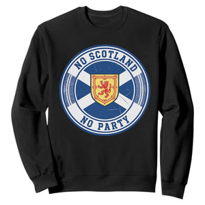 No Scotland No Party Sweatshirt Scottish Lion Rampant Crest Vintage Saltire Flag