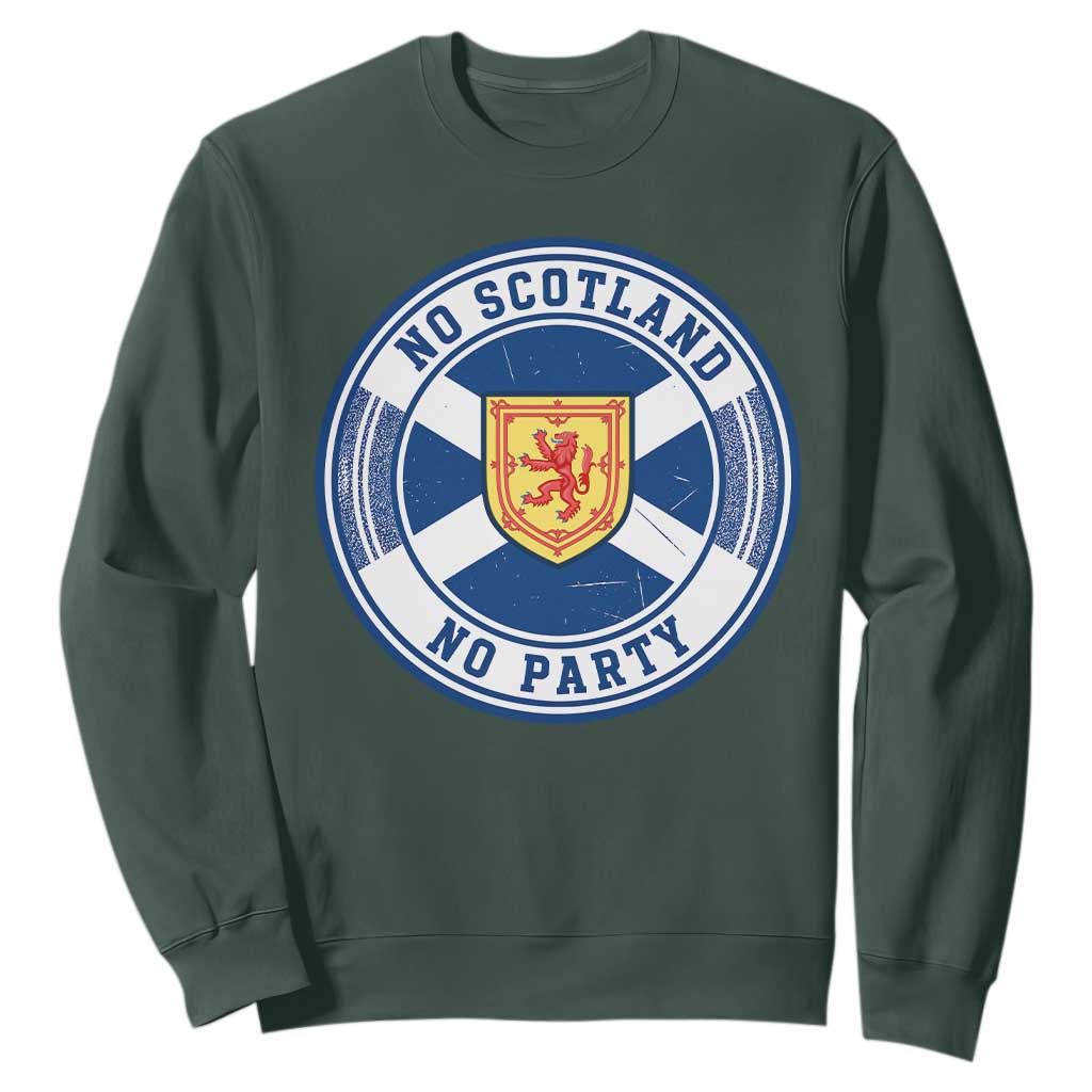 No Scotland No Party Sweatshirt Scottish Lion Rampant Crest Vintage Saltire Flag