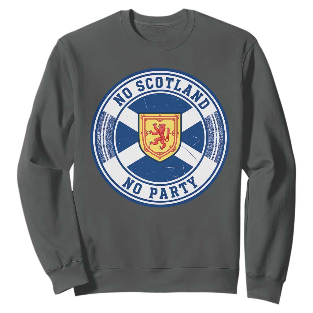 No Scotland No Party Sweatshirt Scottish Lion Rampant Crest Vintage Saltire Flag
