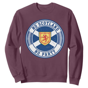No Scotland No Party Sweatshirt Scottish Lion Rampant Crest Vintage Saltire Flag