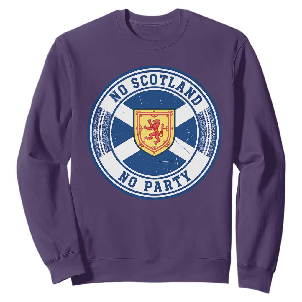 No Scotland No Party Sweatshirt Scottish Lion Rampant Crest Vintage Saltire Flag
