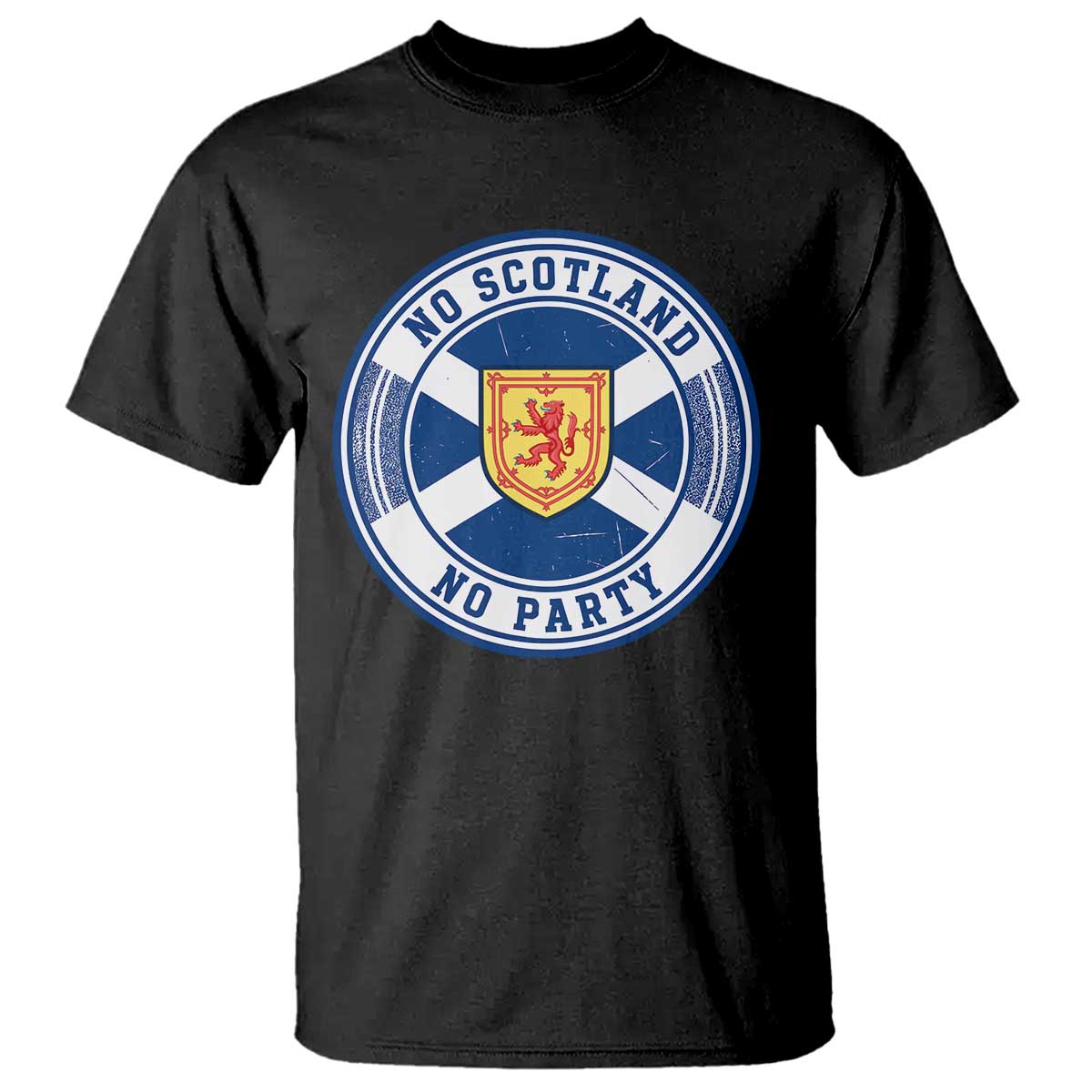 No Scotland No Party T Shirt Scottish Lion Rampant Crest Vintage Saltire Flag