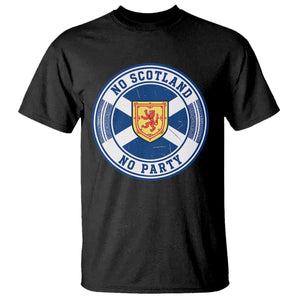 No Scotland No Party T Shirt Scottish Lion Rampant Crest Vintage Saltire Flag