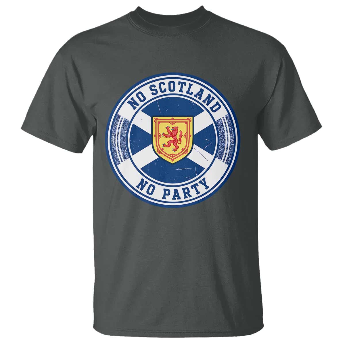 No Scotland No Party T Shirt Scottish Lion Rampant Crest Vintage Saltire Flag