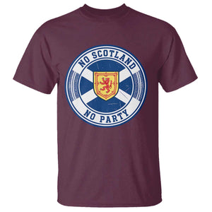 No Scotland No Party T Shirt Scottish Lion Rampant Crest Vintage Saltire Flag