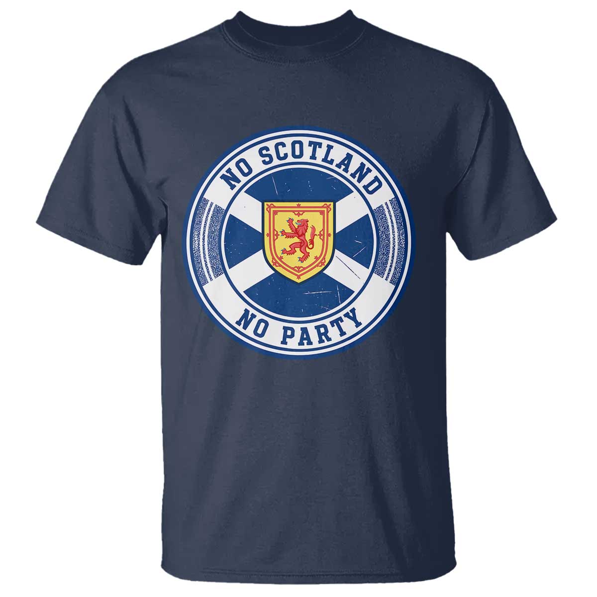 No Scotland No Party T Shirt Scottish Lion Rampant Crest Vintage Saltire Flag