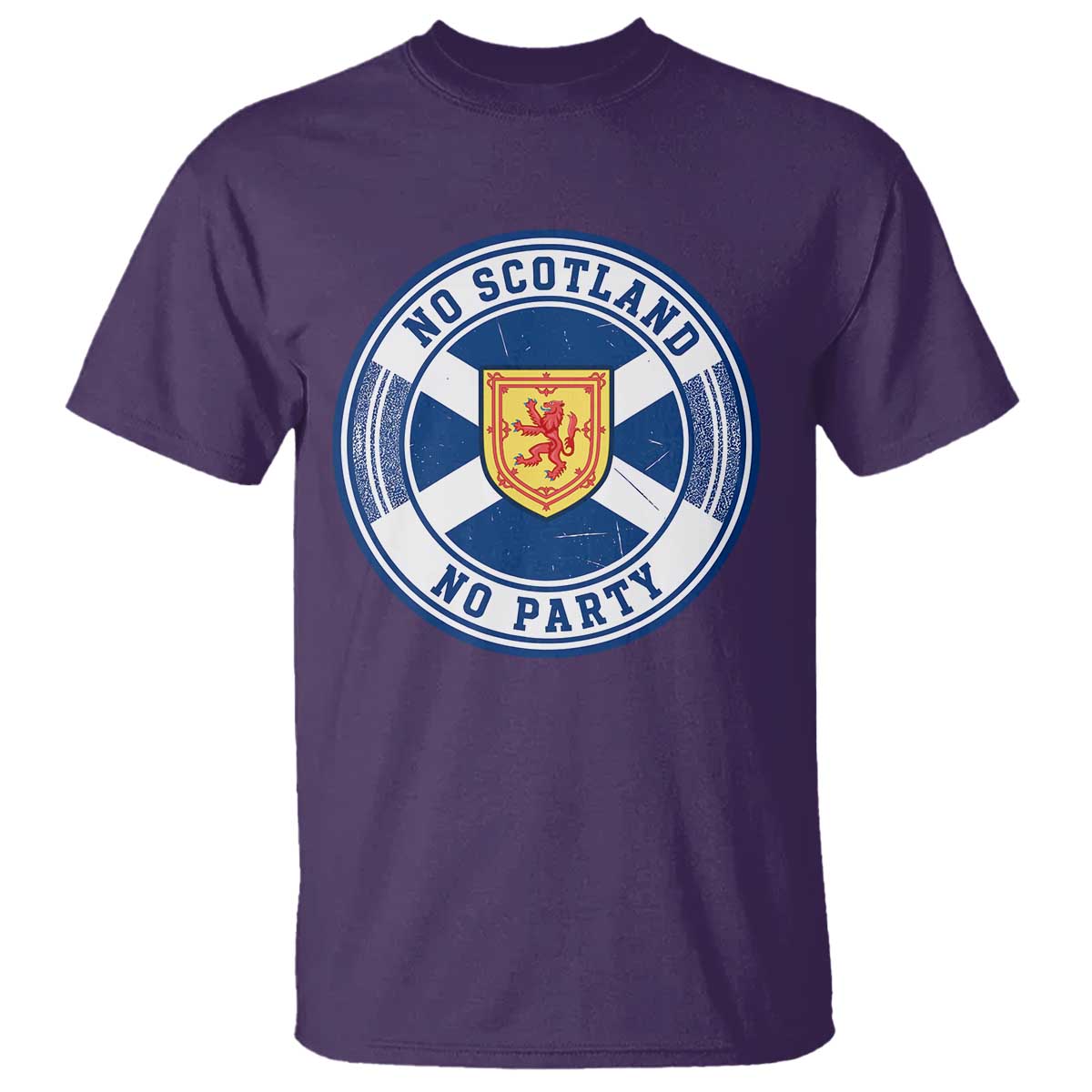 No Scotland No Party T Shirt Scottish Lion Rampant Crest Vintage Saltire Flag