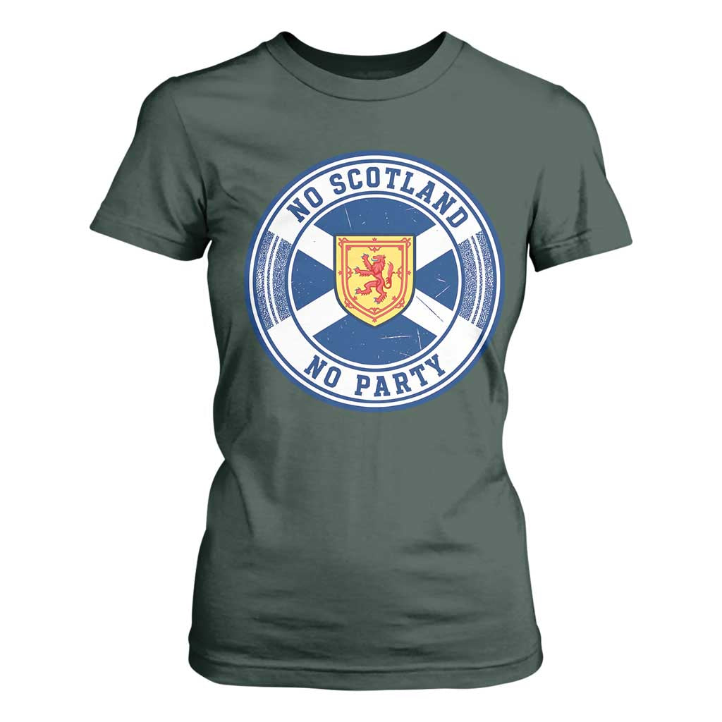 No Scotland No Party T Shirt For Women Scottish Lion Rampant Crest Vintage Saltire Flag