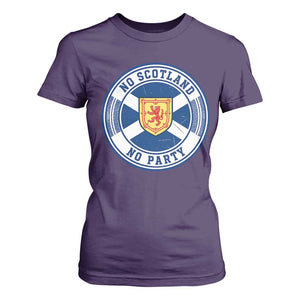 No Scotland No Party T Shirt For Women Scottish Lion Rampant Crest Vintage Saltire Flag