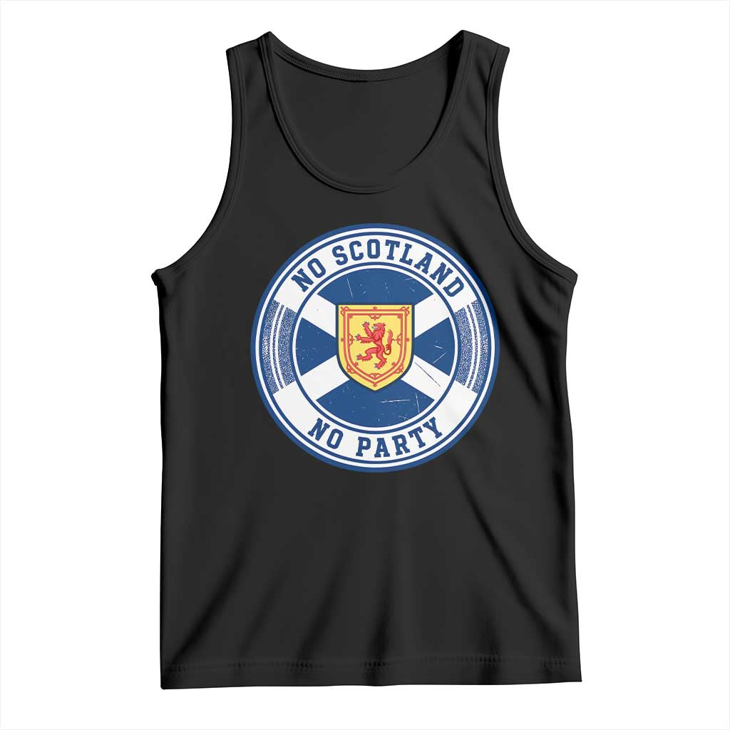 No Scotland No Party Tank Top Scottish Lion Rampant Crest Vintage Saltire Flag TS11 Black Print Your Wear