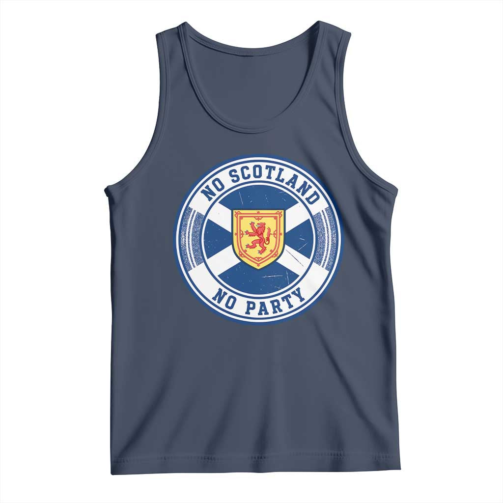 No Scotland No Party Tank Top Scottish Lion Rampant Crest Vintage Saltire Flag
