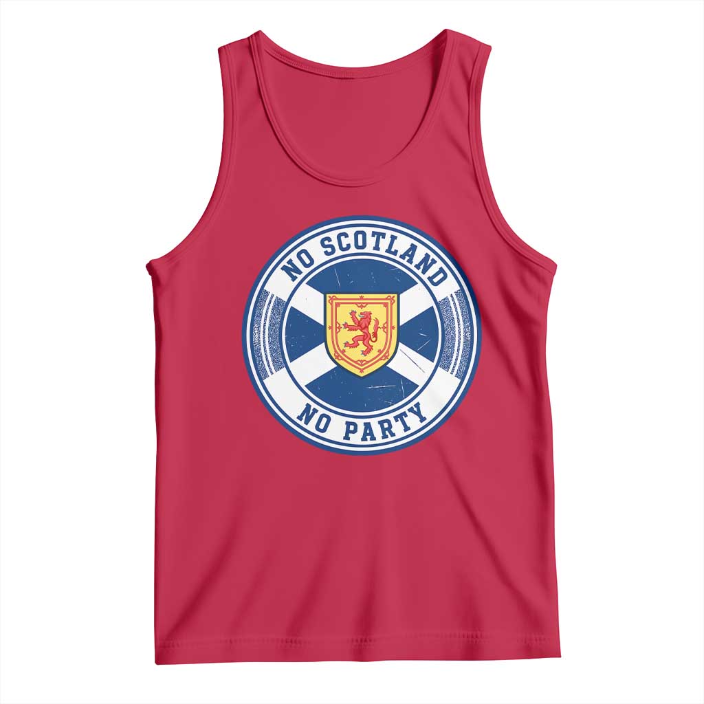 No Scotland No Party Tank Top Scottish Lion Rampant Crest Vintage Saltire Flag