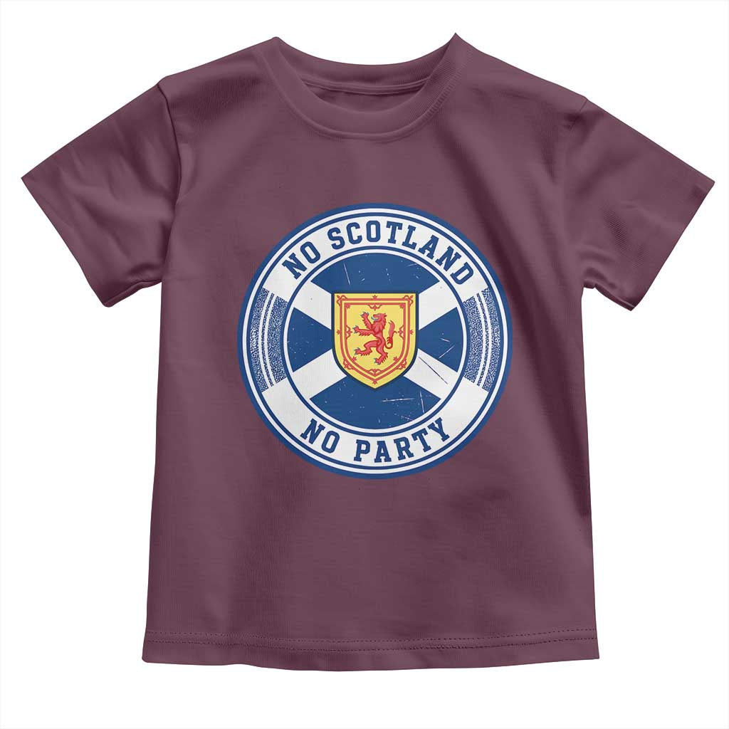 No Scotland No Party Toddler T Shirt Scottish Lion Rampant Crest Vintage Saltire Flag