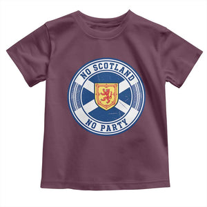 No Scotland No Party Toddler T Shirt Scottish Lion Rampant Crest Vintage Saltire Flag