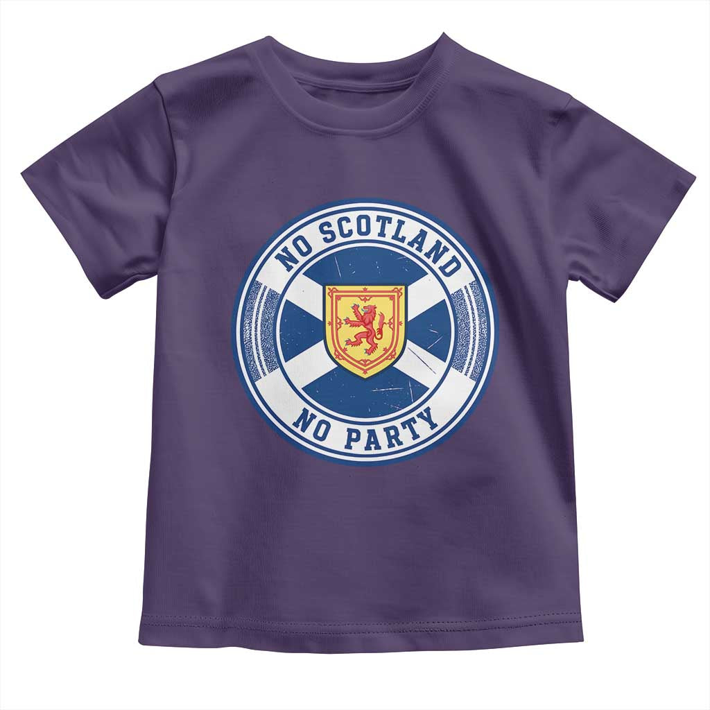 No Scotland No Party Toddler T Shirt Scottish Lion Rampant Crest Vintage Saltire Flag