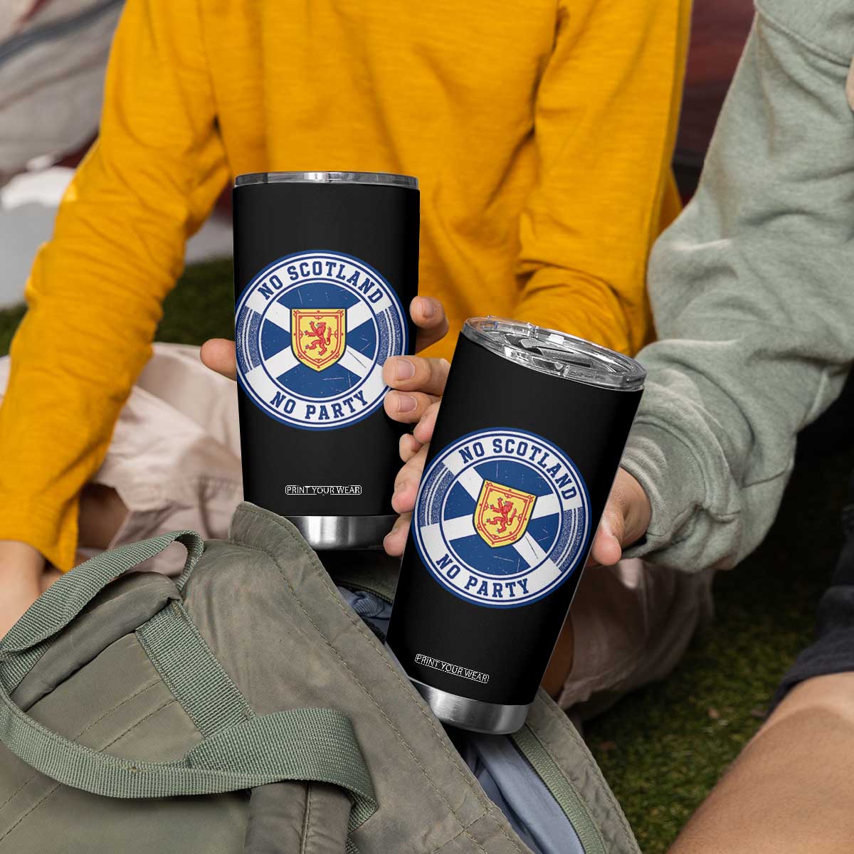 No Scotland No Party Tumbler Cup Scottish Lion Rampant Crest Vintage Saltire Flag TS11 Print Your Wear