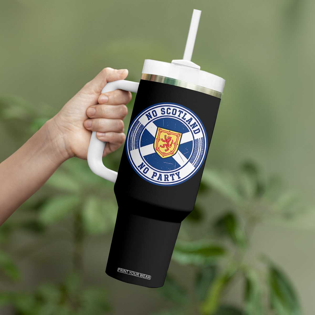 No Scotland No Party Tumbler With Handle Scottish Lion Rampant Crest Vintage Saltire Flag TS11 Print Your Wear