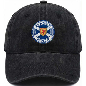 No Scotland No Party Washed Cotton Baseball Cap Scottish Lion Rampant Crest Vintage Saltire Flag