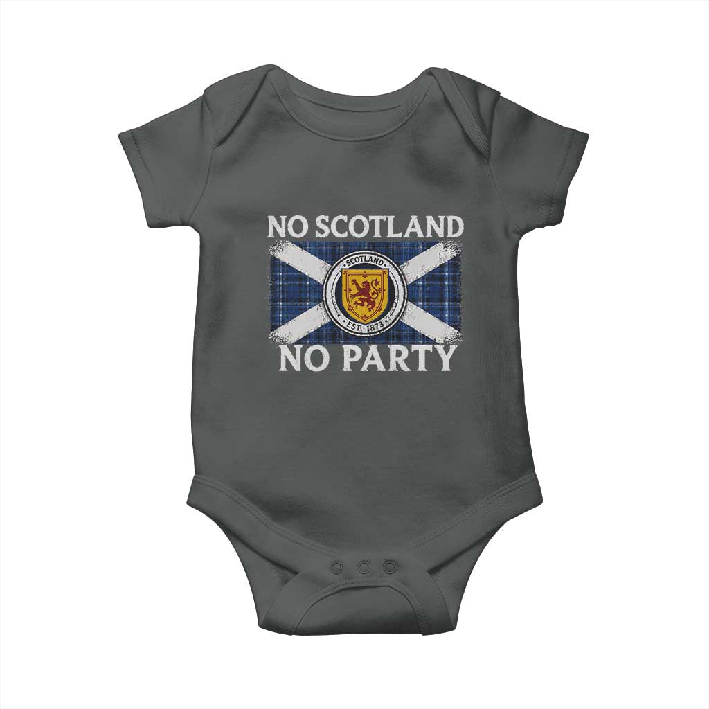 No Scotland No Party Baby Onesie Lion Rampant Crest Scottish Tartan Flag