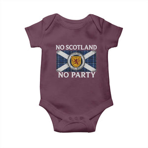 No Scotland No Party Baby Onesie Lion Rampant Crest Scottish Tartan Flag